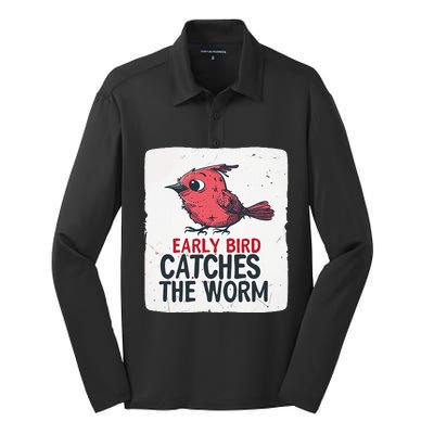 Funny Red Early Bird Costume For Worm Idiom Speech Lovers Silk Touch Performance Long Sleeve Polo