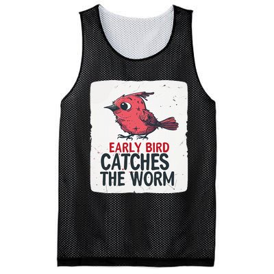 Funny Red Early Bird Costume For Worm Idiom Speech Lovers Mesh Reversible Basketball Jersey Tank