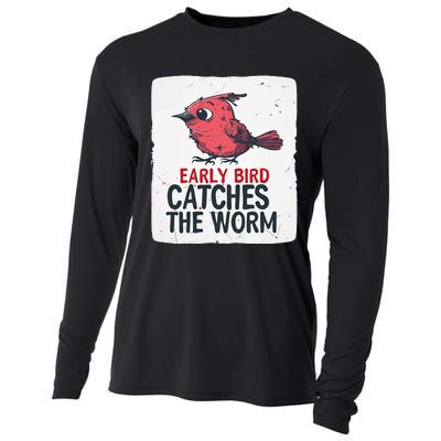 Funny Red Early Bird Costume For Worm Idiom Speech Lovers Cooling Performance Long Sleeve Crew