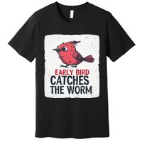 Funny Red Early Bird Costume For Worm Idiom Speech Lovers Premium T-Shirt