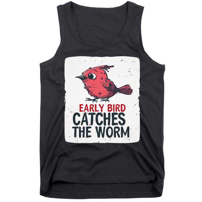 Funny Red Early Bird Costume For Worm Idiom Speech Lovers Tank Top