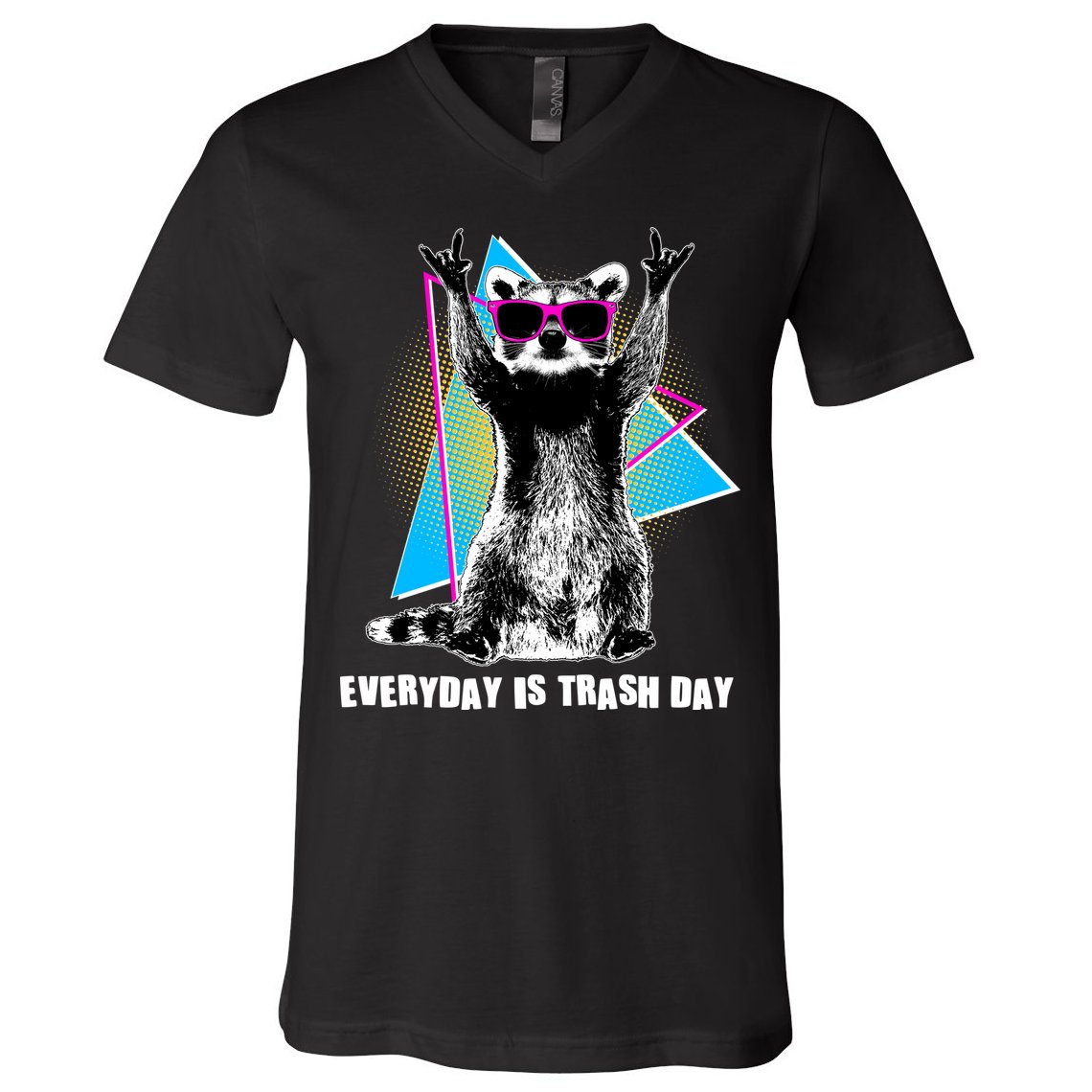 Funny Retro Everyday Is Trash Day Raccoon V-Neck T-Shirt
