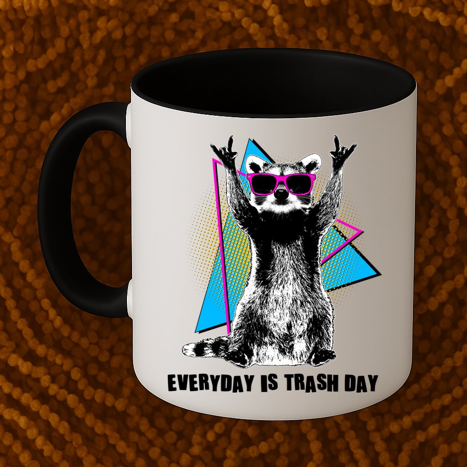 Funny Retro Everyday Is Trash Day Raccoon Mug