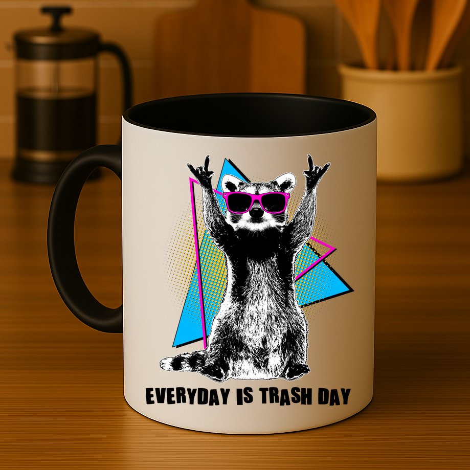Funny Retro Everyday Is Trash Day Raccoon Mug