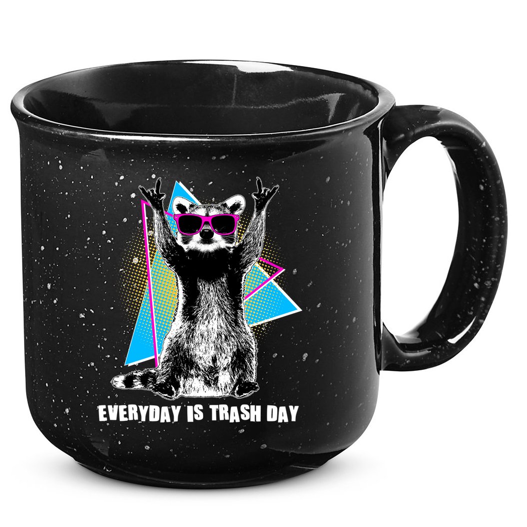 Funny Retro Everyday Is Trash Day Raccoon 15oz Campfire Ceramic Mug