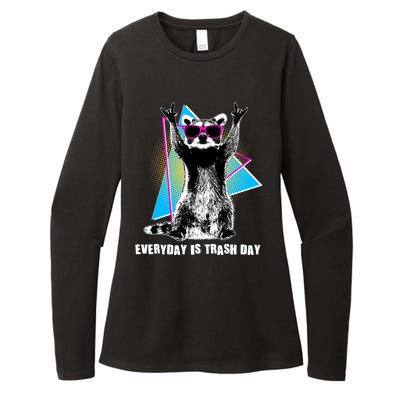 Funny Retro Everyday Is Trash Day Raccoon Womens CVC Long Sleeve Shirt