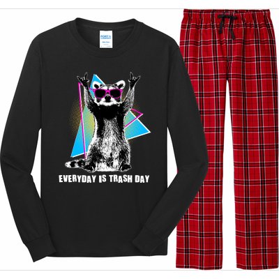 Funny Retro Everyday Is Trash Day Raccoon Long Sleeve Pajama Set