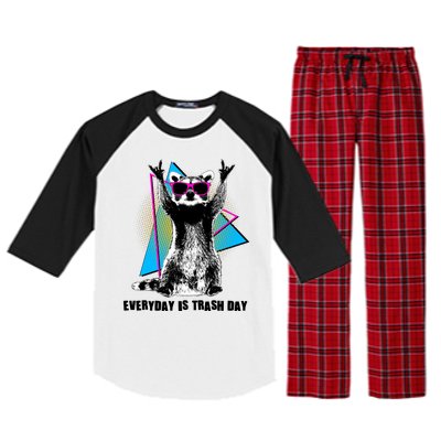 Funny Retro Everyday Is Trash Day Raccoon Raglan Sleeve Pajama Set