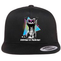 Funny Retro Everyday Is Trash Day Raccoon Flat Bill Trucker Hat