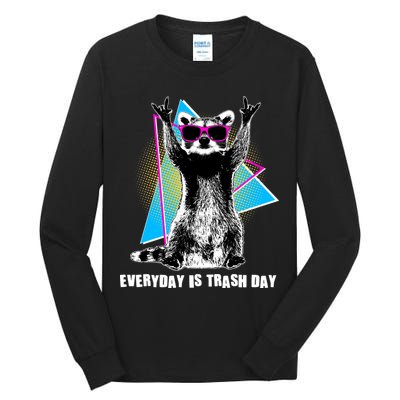 Funny Retro Everyday Is Trash Day Raccoon Tall Long Sleeve T-Shirt