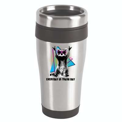 Funny Retro Everyday Is Trash Day Raccoon 16oz Travel Tumbler