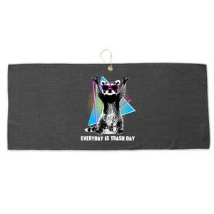 Funny Retro Everyday Is Trash Day Raccoon Large Microfiber Waffle Golf Towel