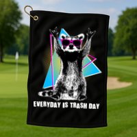 Funny Retro Everyday Is Trash Day Raccoon Golf Towel