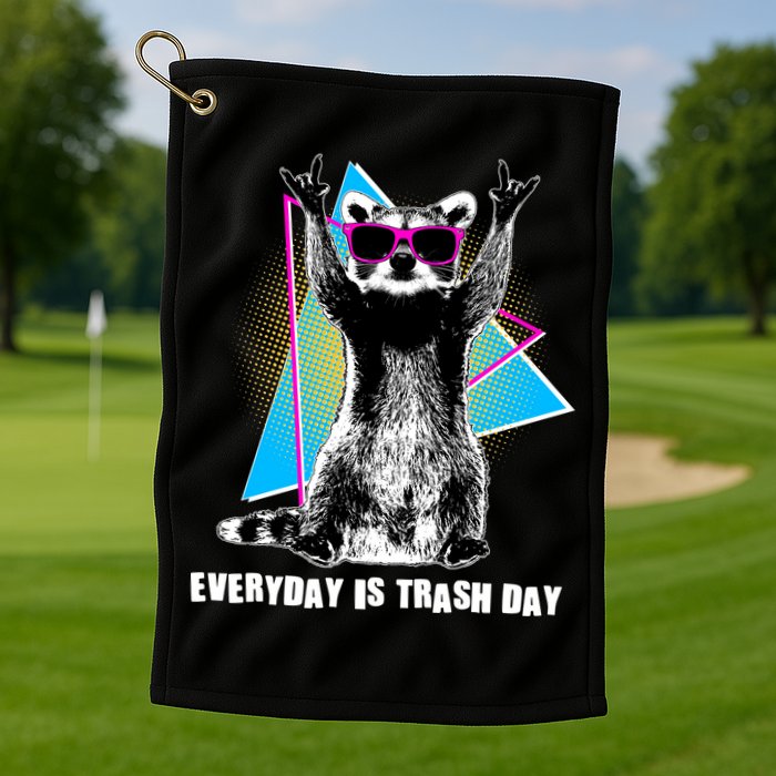 Funny Retro Everyday Is Trash Day Raccoon Golf Towel