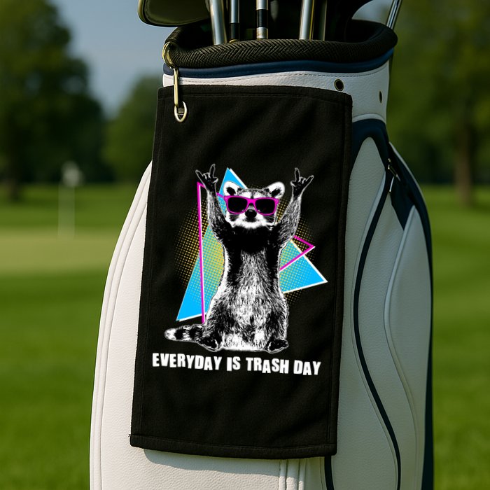 Funny Retro Everyday Is Trash Day Raccoon Golf Towel