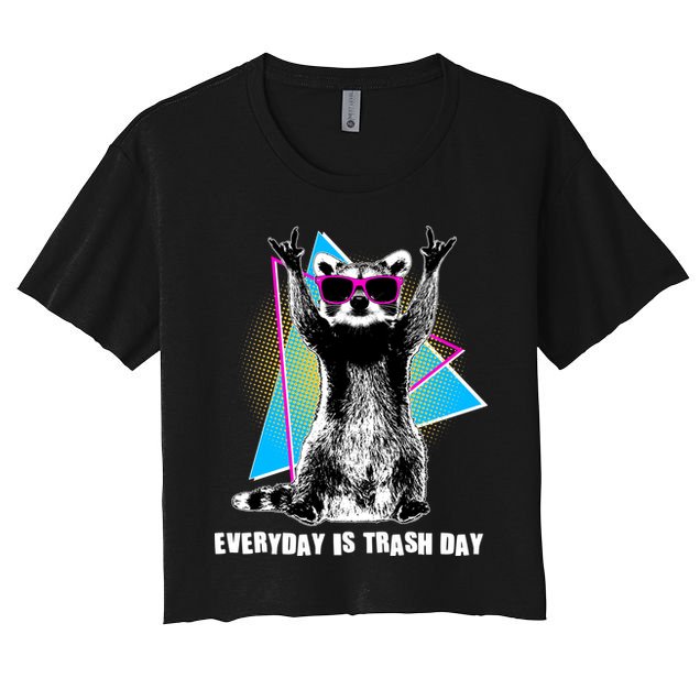 Funny Retro Everyday Is Trash Day Raccoon Crop Top