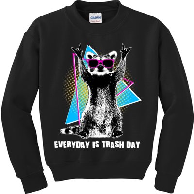 Funny Retro Everyday Is Trash Day Raccoon Kids Sweatshirt