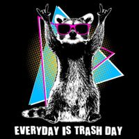 Funny Retro Everyday Is Trash Day Raccoon Wool Snapback Cap