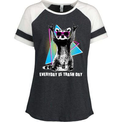 Funny Retro Everyday Is Trash Day Raccoon Enza Ladies Jersey Colorblock Tee