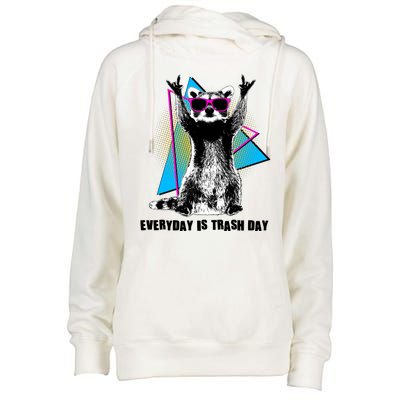 Funny Retro Everyday Is Trash Day Raccoon Womens Funnel Neck Pullover Hood