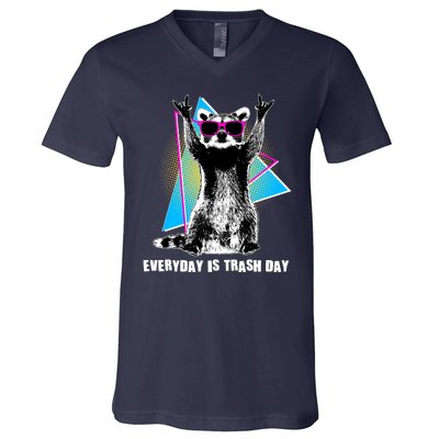 Funny Retro Everyday Is Trash Day Raccoon V-Neck T-Shirt