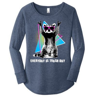 Funny Retro Everyday Is Trash Day Raccoon Women's Perfect Tri Tunic Long Sleeve Shirt