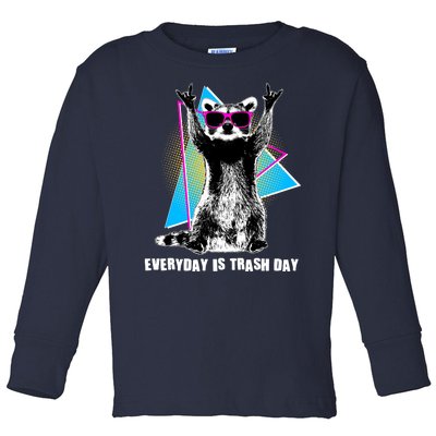 Funny Retro Everyday Is Trash Day Raccoon Toddler Long Sleeve Shirt