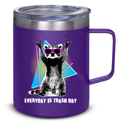 Funny Retro Everyday Is Trash Day Raccoon 12oz Stainless Steel Coffee Mug