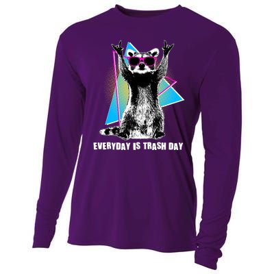 Funny Retro Everyday Is Trash Day Raccoon Cooling Performance Long Sleeve Crew