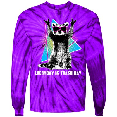 Funny Retro Everyday Is Trash Day Raccoon Tie-Dye Long Sleeve Shirt