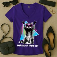 Funny Retro Everyday Is Trash Day Raccoon Women's V-Neck T-Shirt