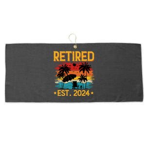 Funny Retired Est 2024 Gift Retirement Large Microfiber Waffle Golf Towel