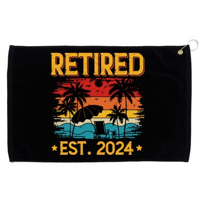 Funny Retired Est 2024 Gift Retirement Grommeted Golf Towel