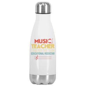 Funny Retro Educational Rockstar Music Teacher Gift Stainless Steel Insulated Water Bottle