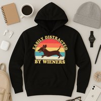 Funny Retro Easily Distracted By Wieners Dachshund fan Hoodie