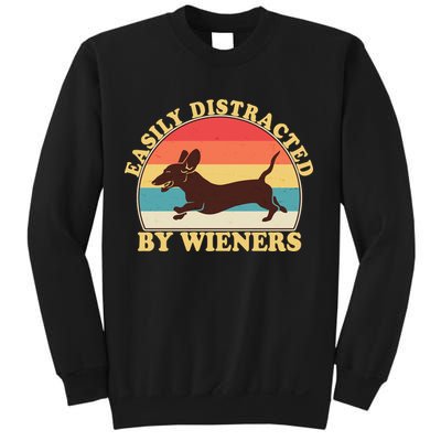 Funny Retro Easily Distracted By Wieners Dachshund fan Sweatshirt