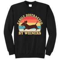 Funny Retro Easily Distracted By Wieners Dachshund fan Sweatshirt
