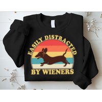 Funny Retro Easily Distracted By Wieners Dachshund fan Sweatshirt