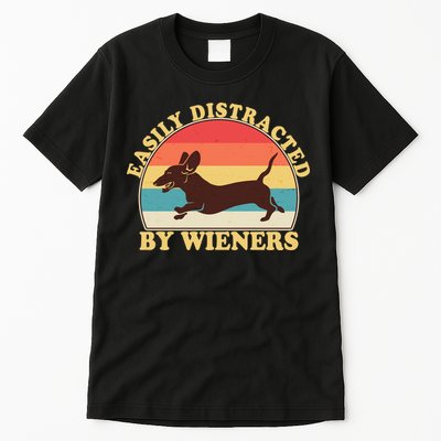 Funny Retro Easily Distracted By Wieners Dachshund fan Tall T-Shirt