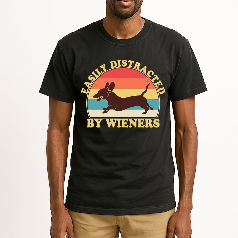 Funny Retro Easily Distracted By Wieners Dachshund fan Tall T-Shirt