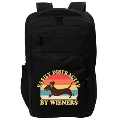 Funny Retro Easily Distracted By Wieners Dachshund fan Impact Tech Backpack