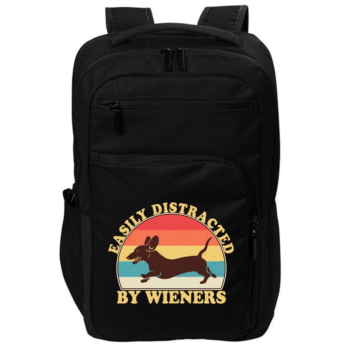 Funny Retro Easily Distracted By Wieners Dachshund fan Impact Tech Backpack