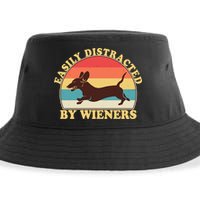 Funny Retro Easily Distracted By Wieners Dachshund fan Sustainable Bucket Hat