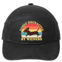Funny Retro Easily Distracted By Wieners Dachshund fan 7-Panel Snapback Hat