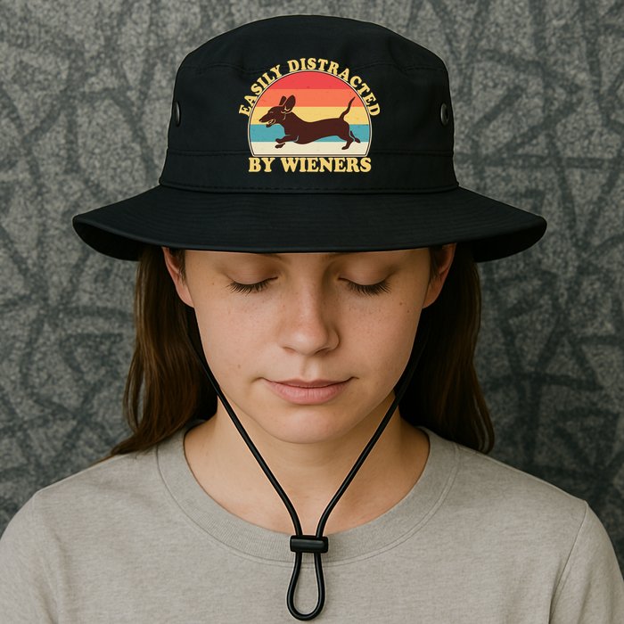 Funny Retro Easily Distracted By Wieners Dachshund fan Bucket Hat