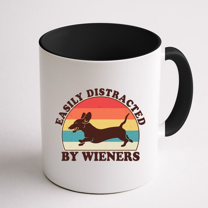 Funny Retro Easily Distracted By Wieners Dachshund fan Mug