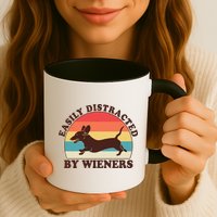 Funny Retro Easily Distracted By Wieners Dachshund fan Mug
