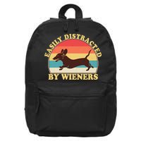 Funny Retro Easily Distracted By Wieners Dachshund fan 16 in Basic Backpack