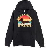 Funny Retro Easily Distracted By Wieners Dachshund fan Premium Pullover Hoodie