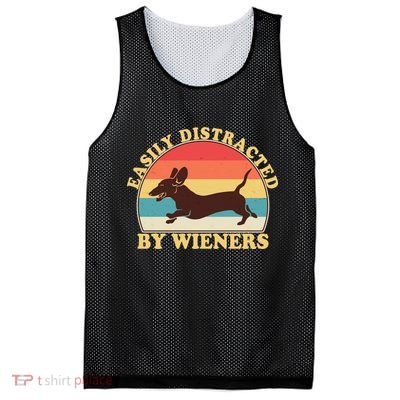 Funny Retro Easily Distracted By Wieners Dachshund fan Mesh Reversible Basketball Jersey Tank